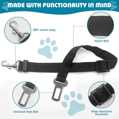 2 Pack Adjustable Dog Seat Belt for Car - Paw Fit Gears