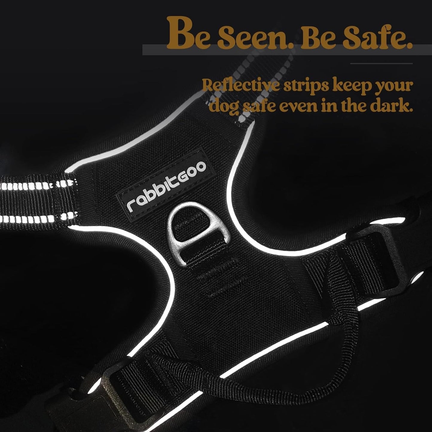 No - Pull Dog Harness with 2 Leash Clips – Adjustable, Reflective, Padded Vest for Large Dogs (Black, L) - Paw Fit Gears