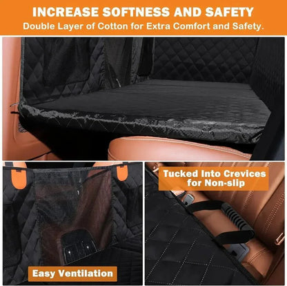6 - In - 1 Dog Car Seat Cover for Back Seat, Waterproof Dog Car Hammock with Mesh Window, Non - Slip Pet Backseat Protector for Cars, Trucks and Suvs - Paw Fit Gears