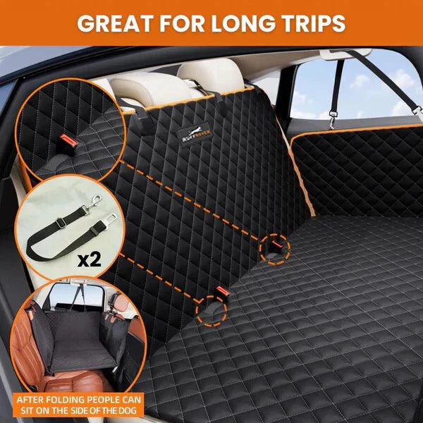 6 - In - 1 Dog Car Seat Cover for Back Seat, Waterproof Dog Car Hammock with Mesh Window, Non - Slip Pet Backseat Protector for Cars, Trucks and Suvs - Paw Fit Gears
