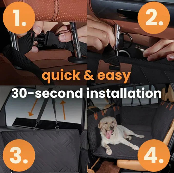 6 - In - 1 Dog Car Seat Cover for Back Seat, Waterproof Dog Car Hammock with Mesh Window, Non - Slip Pet Backseat Protector for Cars, Trucks and Suvs - Paw Fit Gears